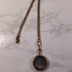 Gold Pendant Necklace with 'Blessed' Inscription